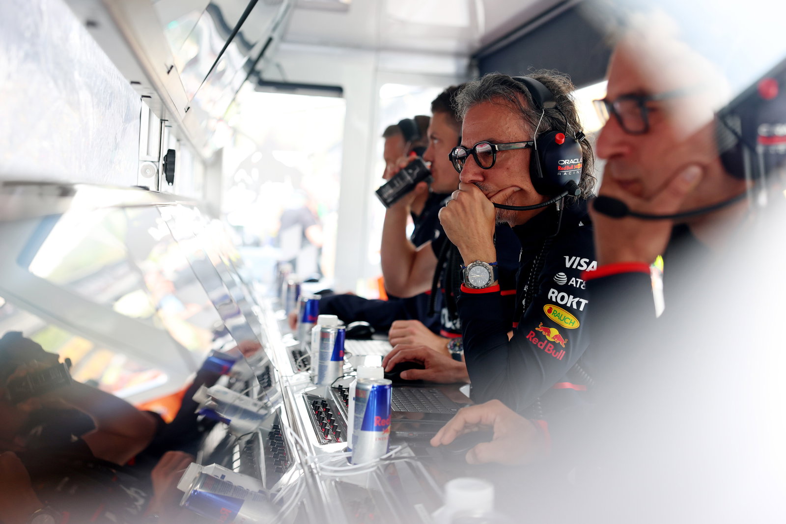 Mekies on Red Bull's pit wall