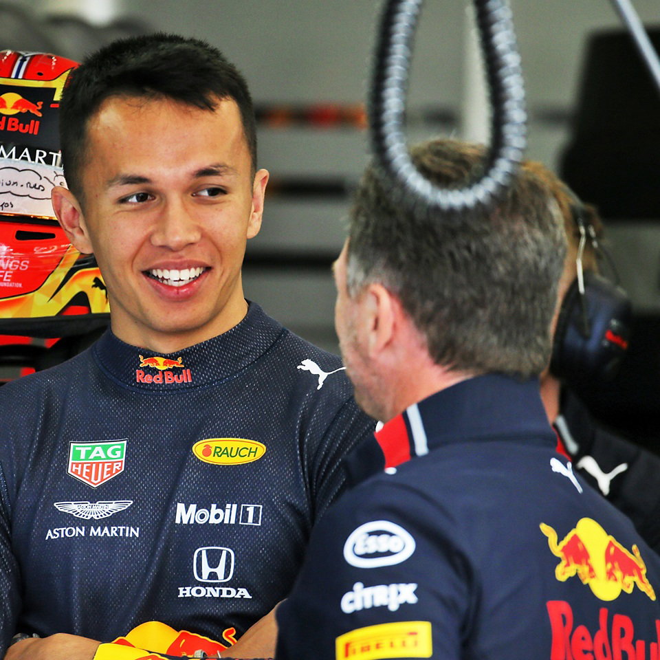 Alex Albon and Christian Horner