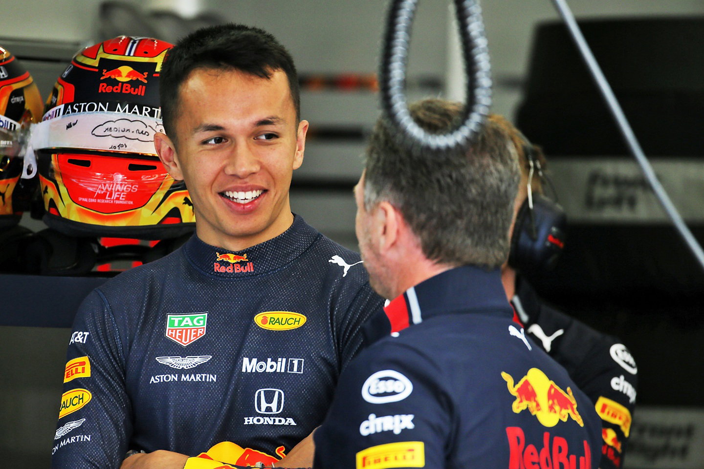 Alex Albon and Christian Horner