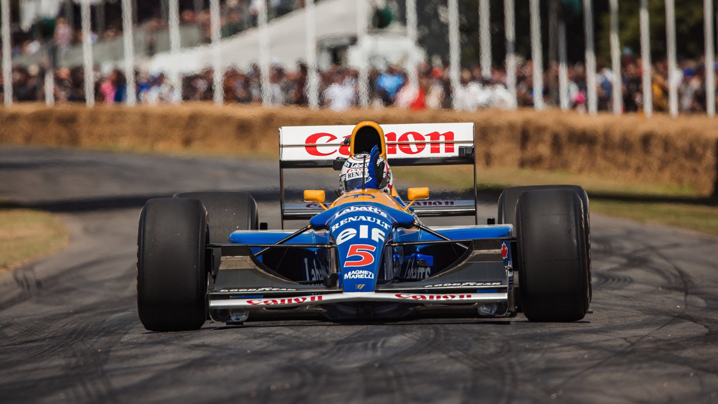 Nigel Mansell driving the Williams FW14B at Goodwood