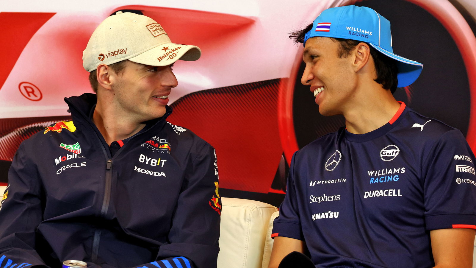 Max Verstappen and Alex Albon