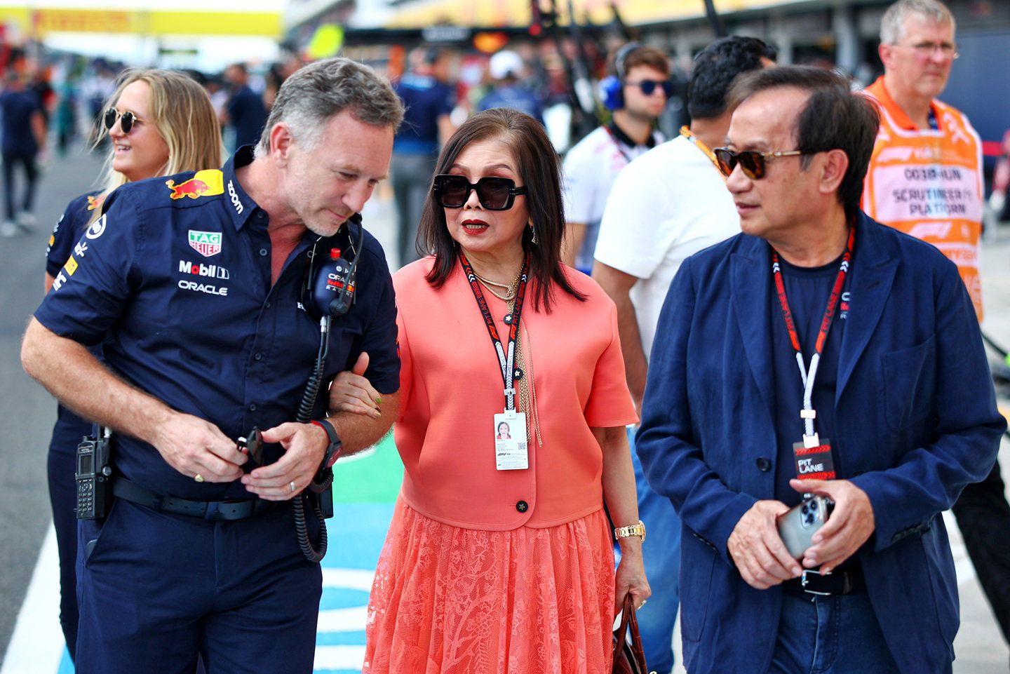  Christian Horner (GBR) Red Bull Racing Team Principal with Chalerm Yoovidhya (THA) Red Bull Racing Co-Owner and his wife Daranee Yoovidhya