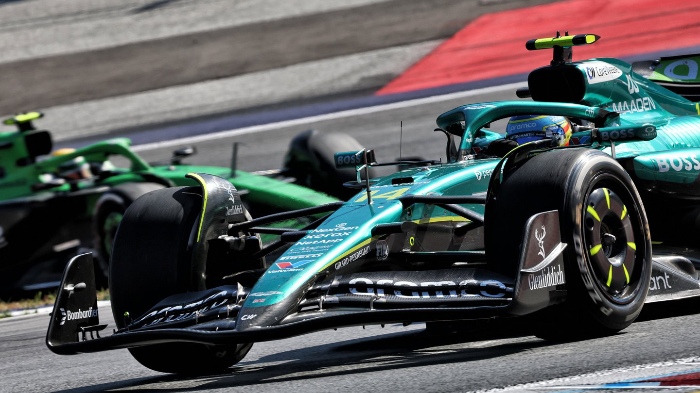 Fernando Alonso leads Gabriel Bortoleto