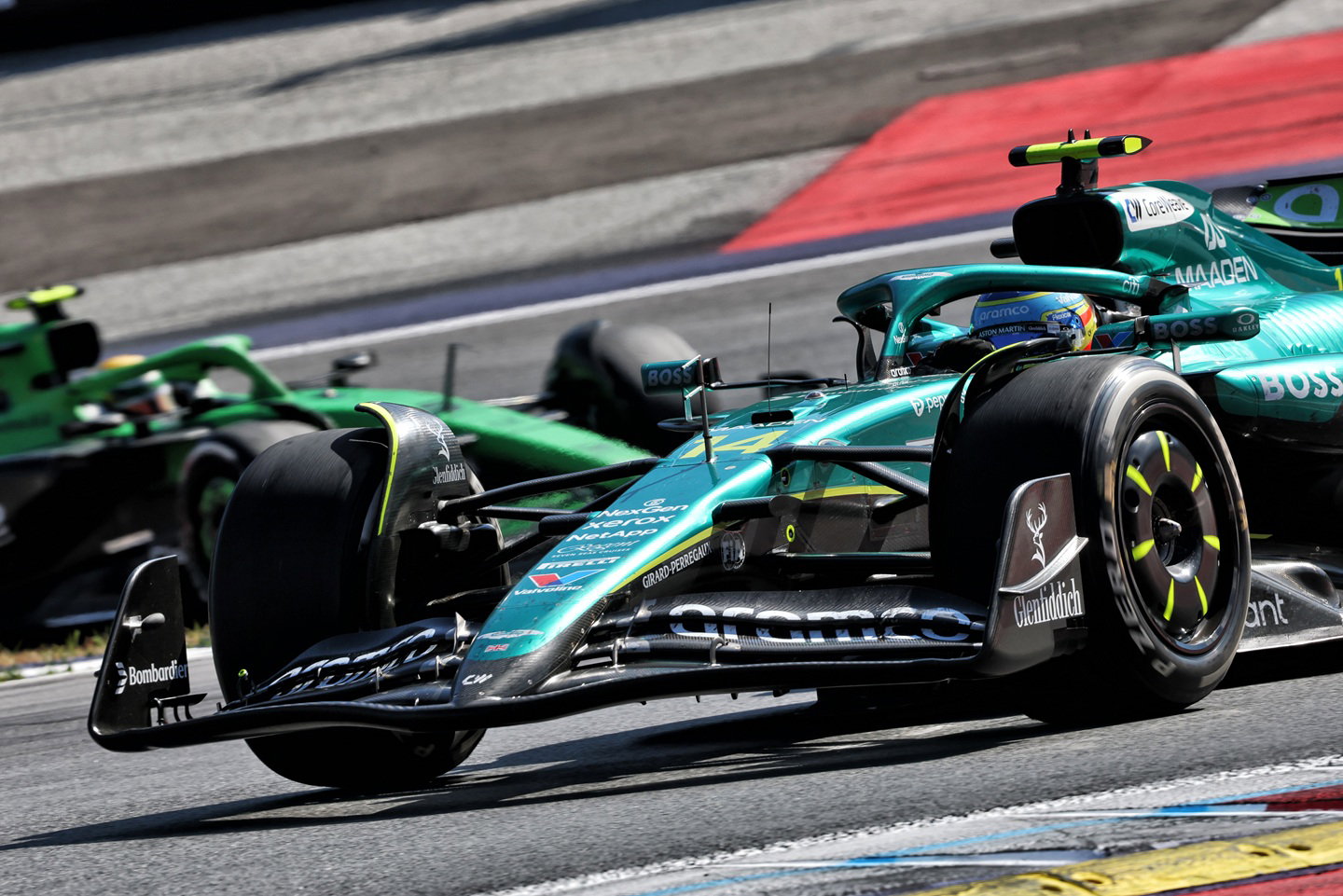 Fernando Alonso leads Gabriel Bortoleto