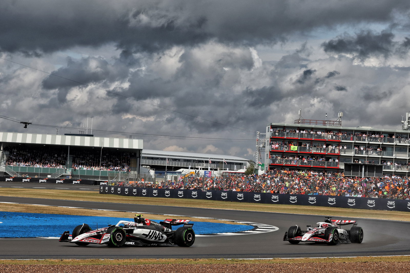 The two Haas cars came to blows