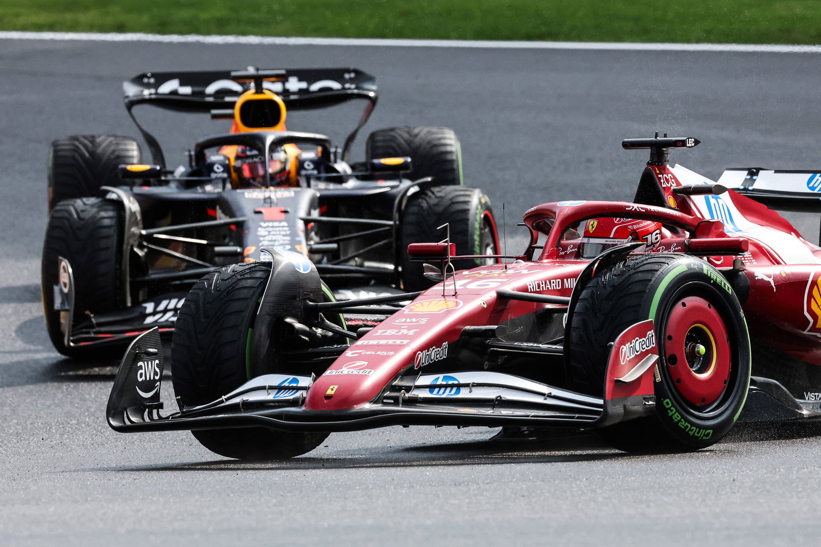 Charles Leclerc ahead of Max Verstappen