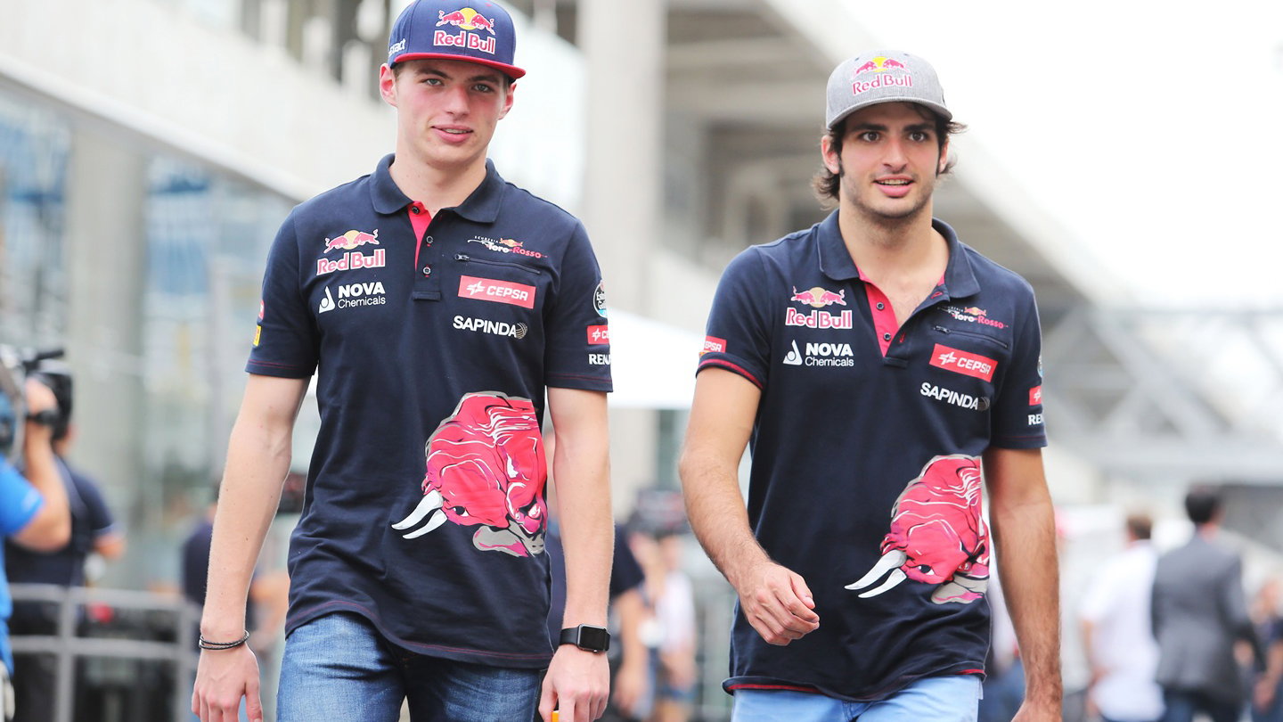 Max Verstappen and Carlos Sainz in 2015