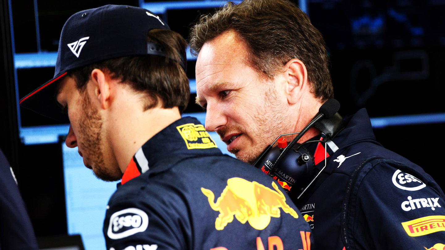 Pierre Gasly and Christian Horner