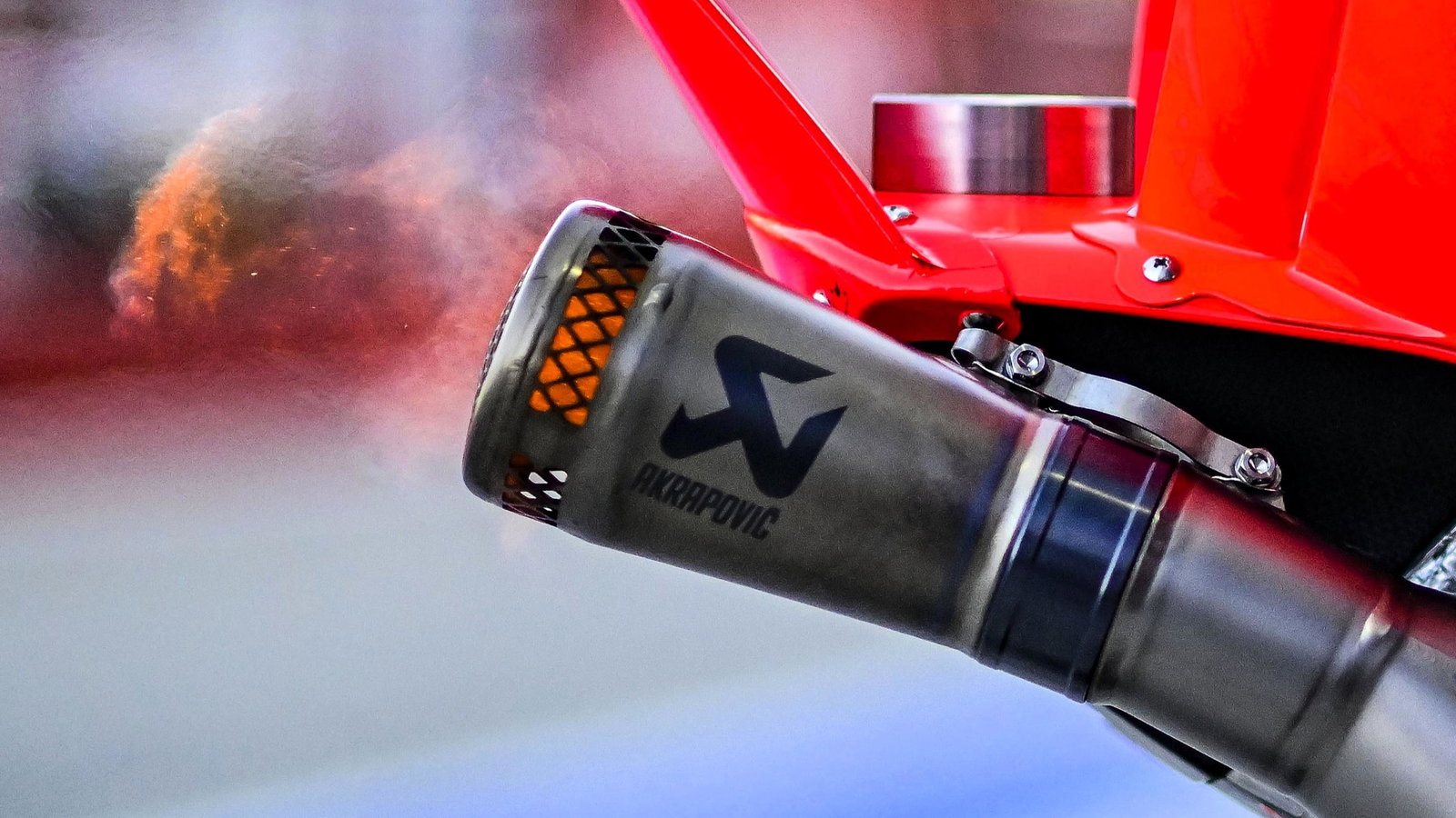MotoGP exhaust, flame.