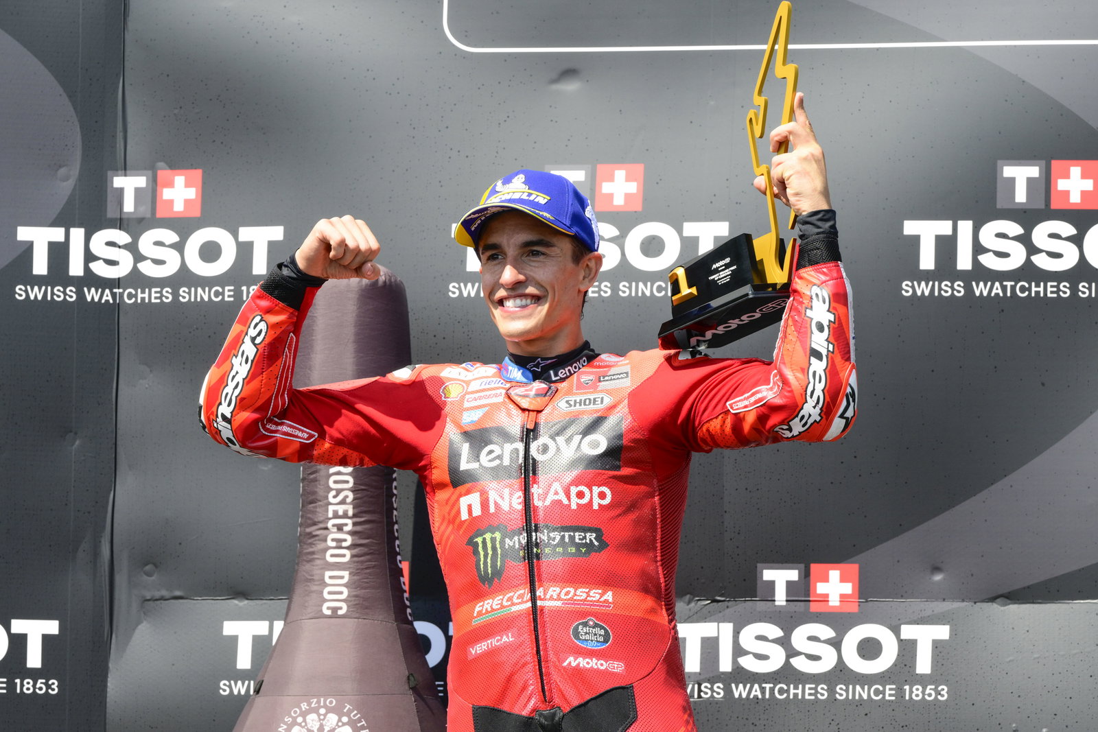 Marc Marquez, 2025 MotoGP Czech Grand Prix, podium. Credit: Gold and Goose.