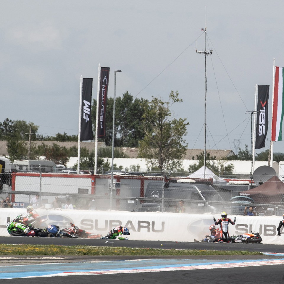 Crash in WSBK race one