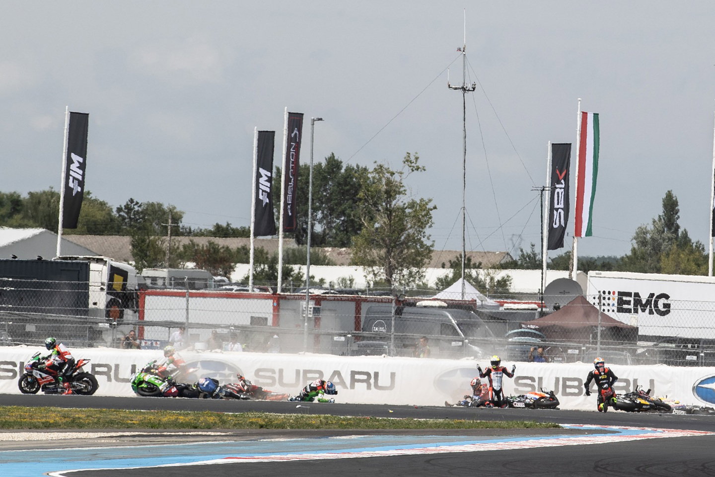 Crash in WSBK race one