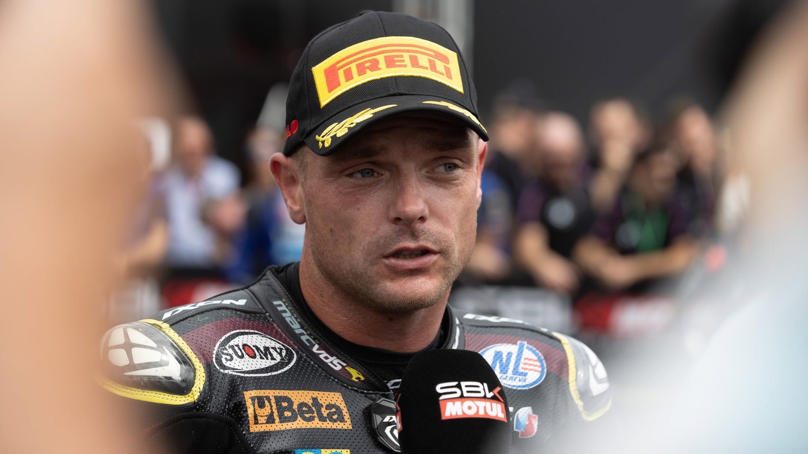 Sam Lowes, 2025 Hungarian WorldSBK, parc ferme. Credit: Gold and Goose.