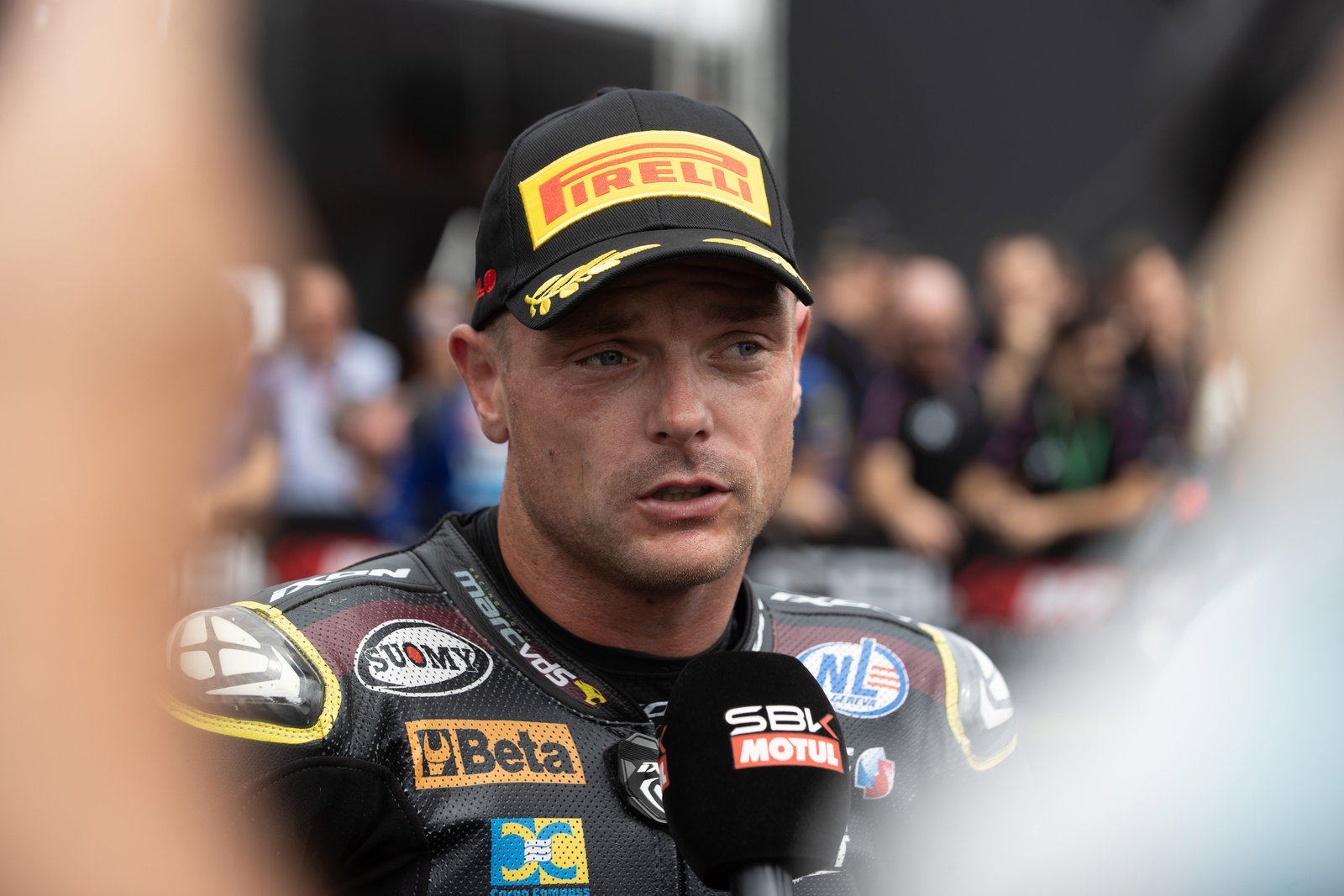 Sam Lowes, 2025 Hungarian WorldSBK, parc ferme. Credit: Gold and Goose.