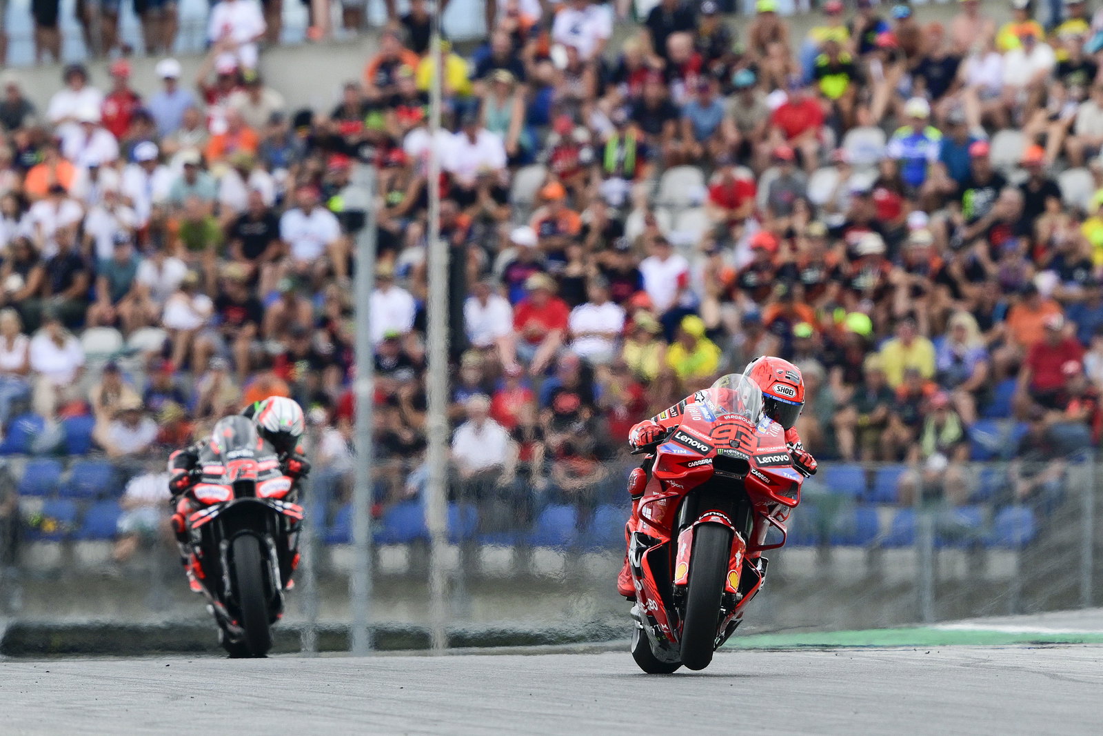 Marc Marquez, Marco Bezzecchi, 2025 MotoGP Austrian Grand Prix. Credit: Gold and Goose.