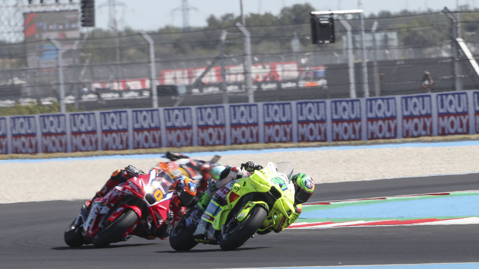 Franco Morbidelli leads Luca Marini, 2025 MotoGP Hungarian Grand Prix. Credit: Gold and Goose.