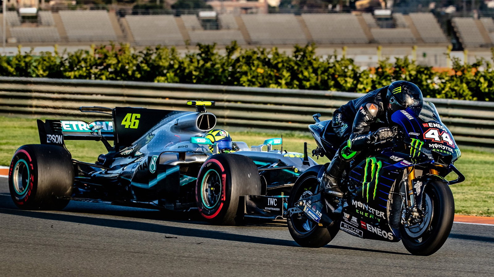 Valentino Rossi, Lewis Hamilton, Valencia 2019