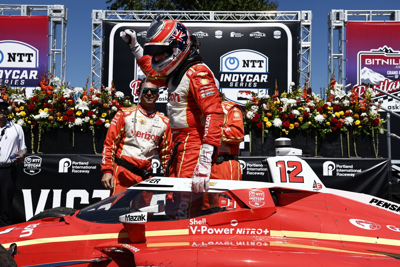 Will Power after winning the 2025 IndyCar Grand Prix of Portland race.