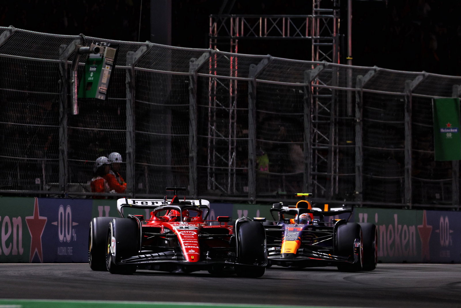Charles Leclerc ahead of Sergio Pérez