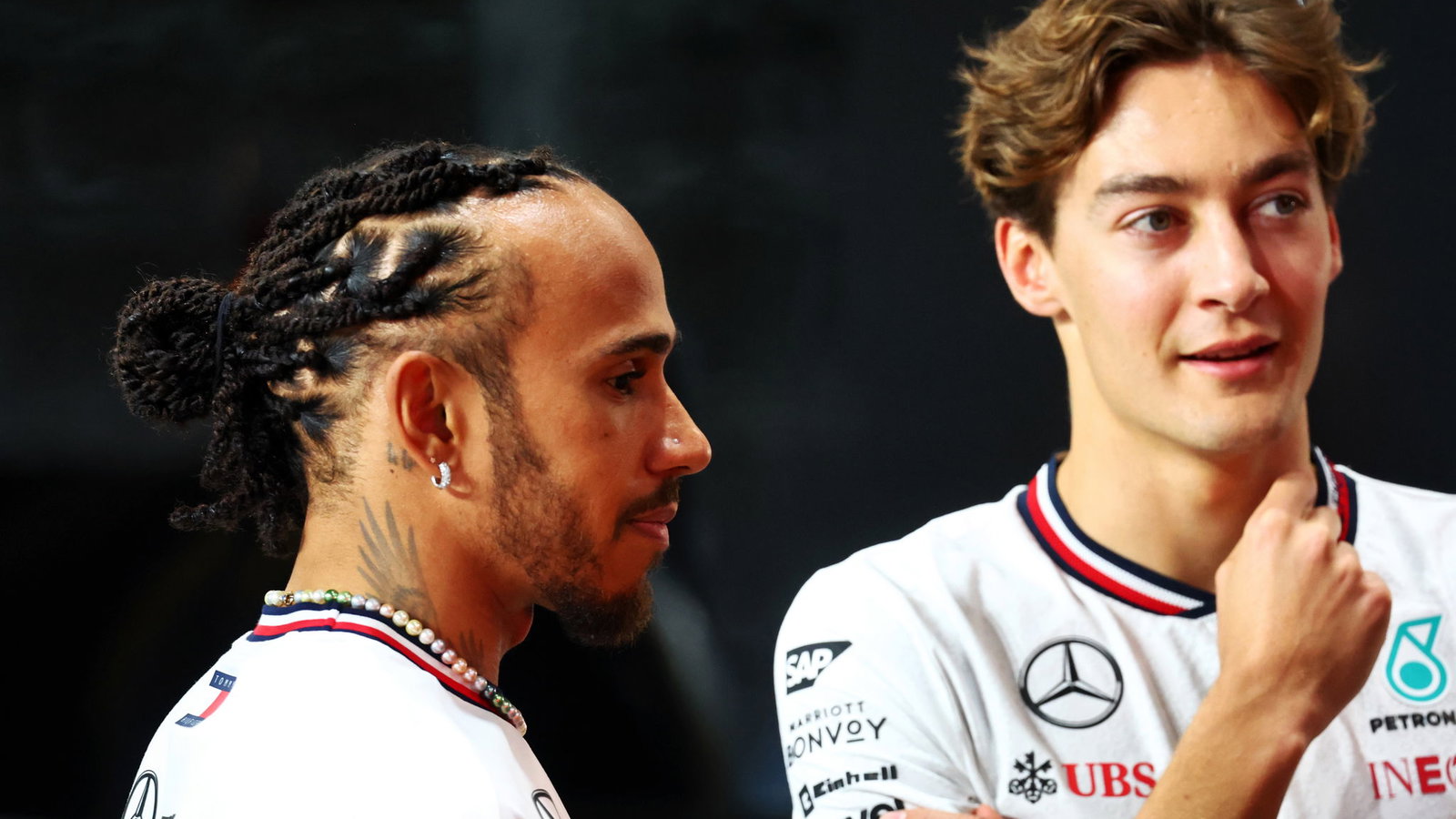 Lewis Hamilton and George Russell 