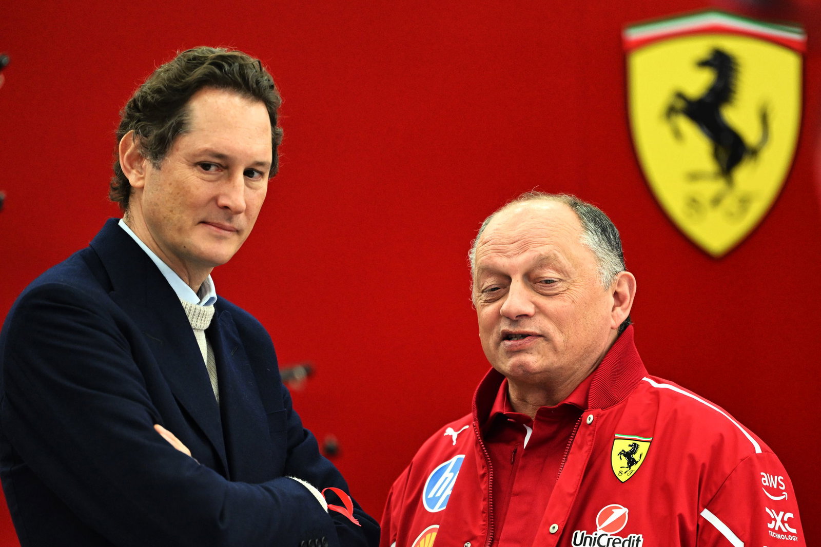 Ferrari chairman John Elkann and Fred Vasseur