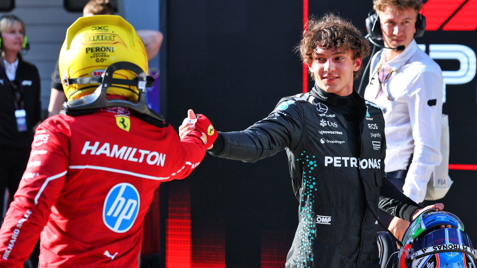 Lewis Hamilton and Kimi Antonelli