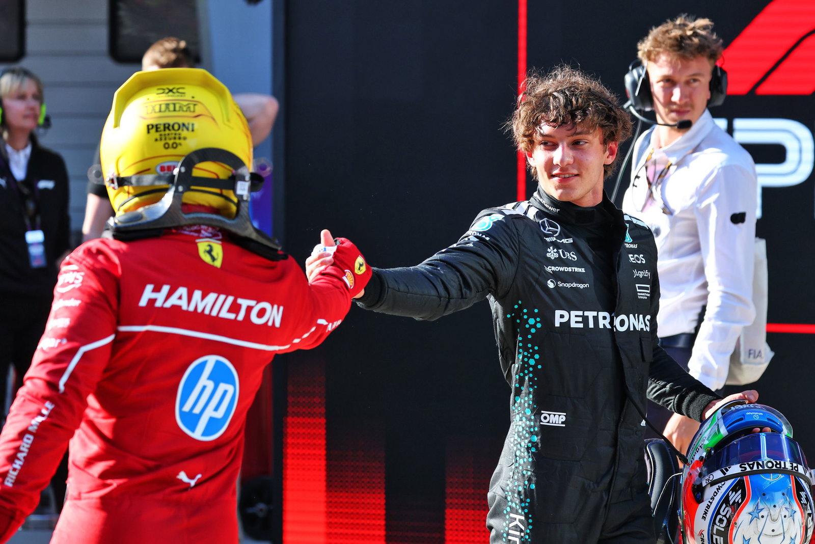 Lewis Hamilton and Kimi Antonelli