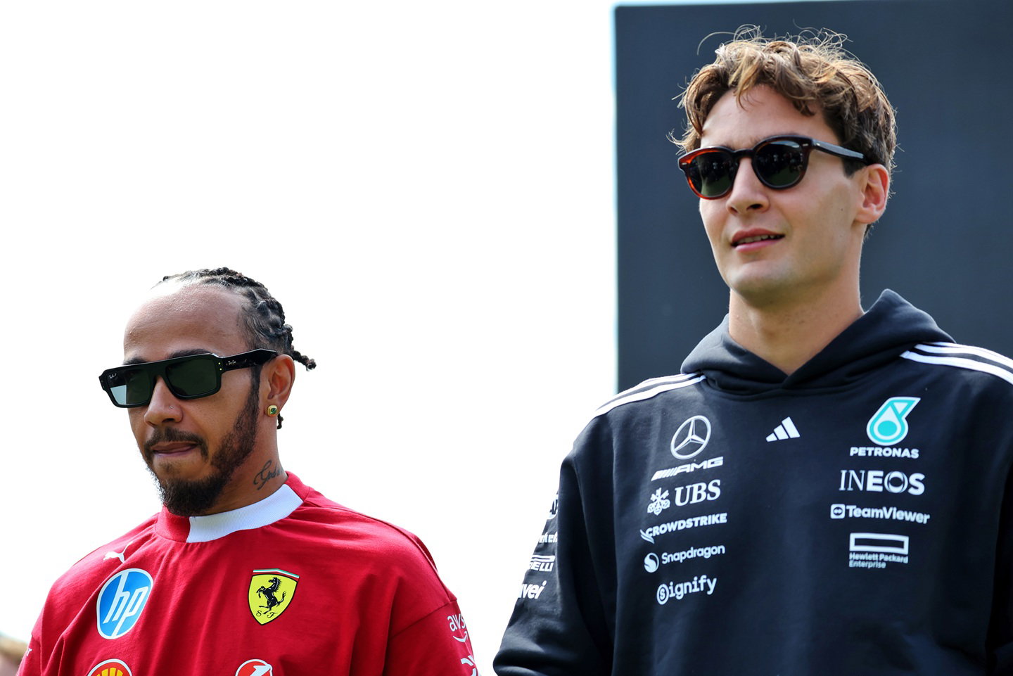 Lewis Hamilton and George Russell