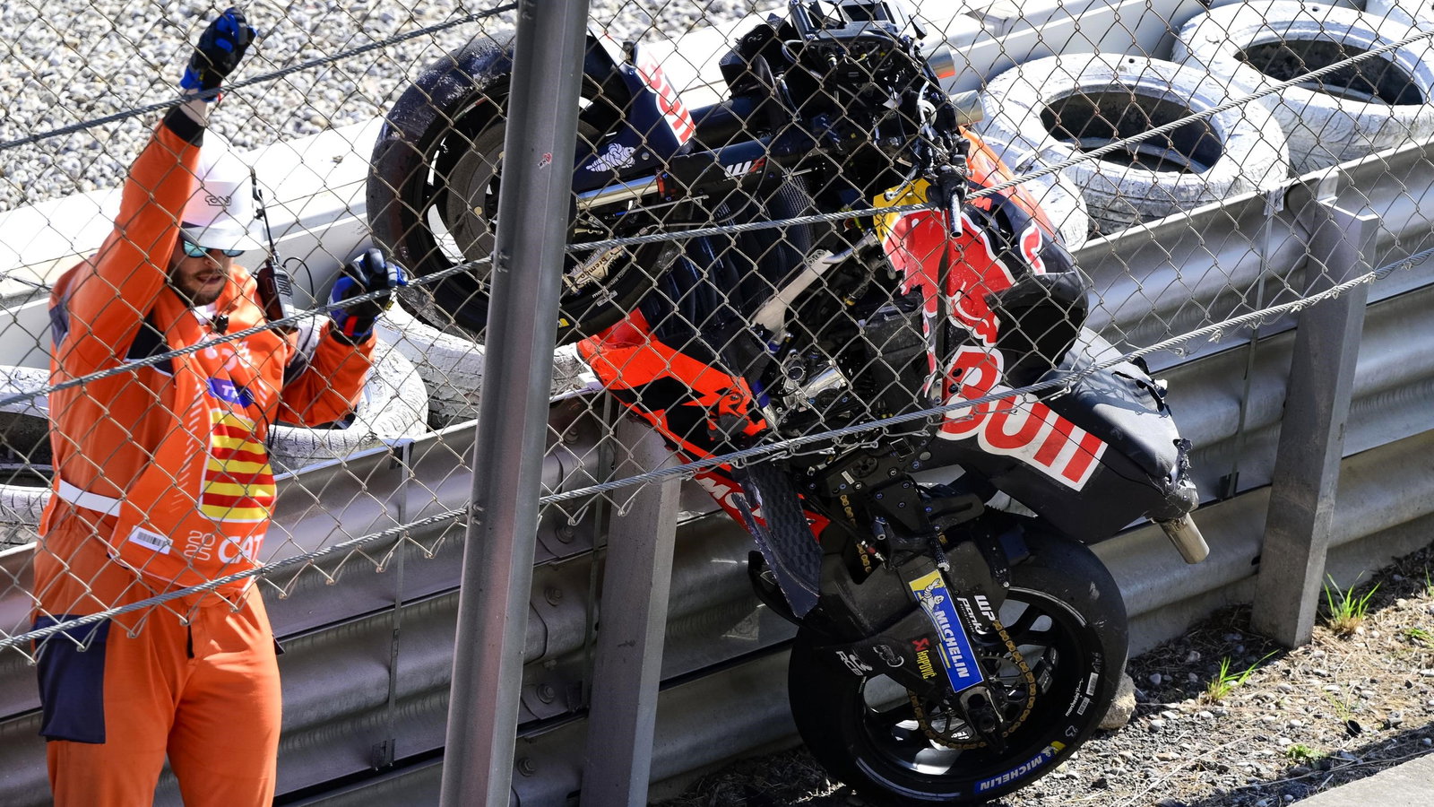 Enea Bastianini's crashed KTM, 2025 Catalan MotoGP