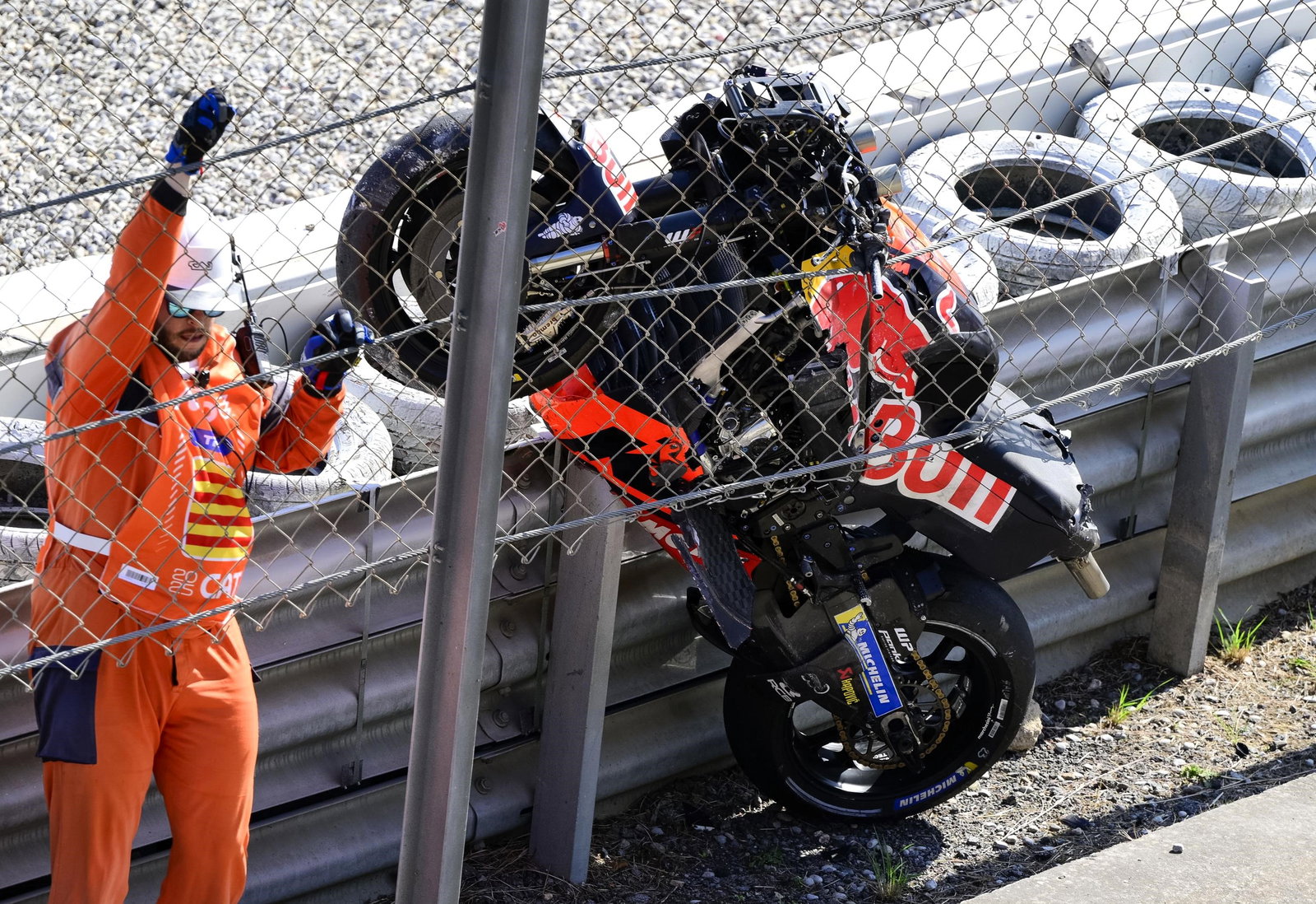 Enea Bastianini's crashed KTM, 2025 Catalan MotoGP