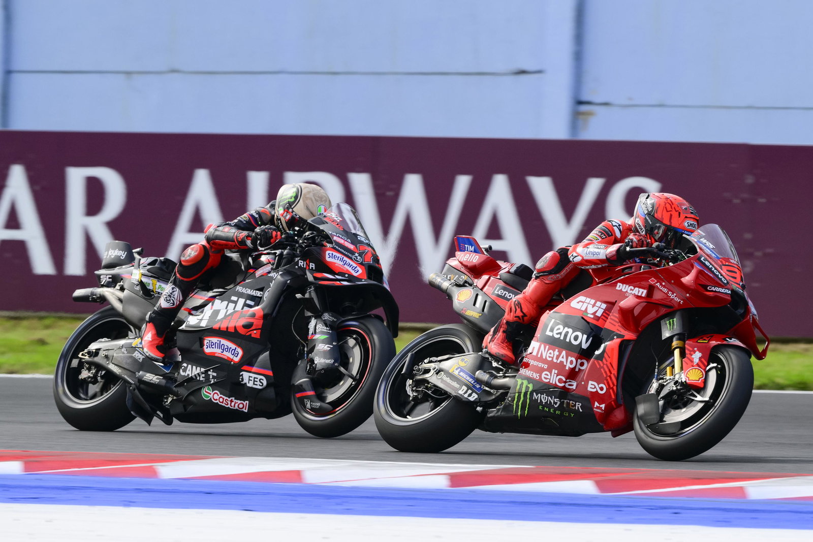 Marc Marquez passes Marco Bezzecchi, 2025 San Marino MotoGP Sprint