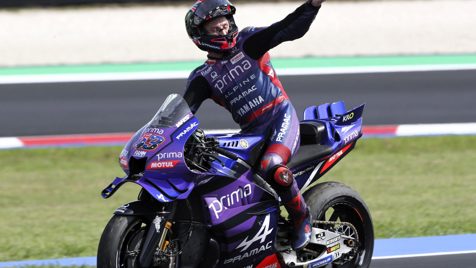 Jack Miller, without gloves on slowdown lap, 2025 San Marino MotoGP