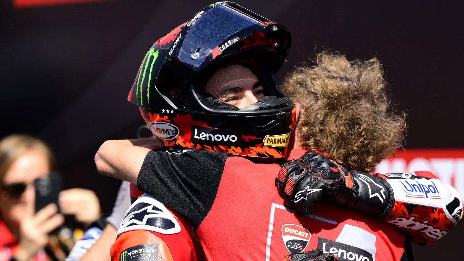 Francesco Bagnaia celebrates pole position, 2025 Japanese MotoGP