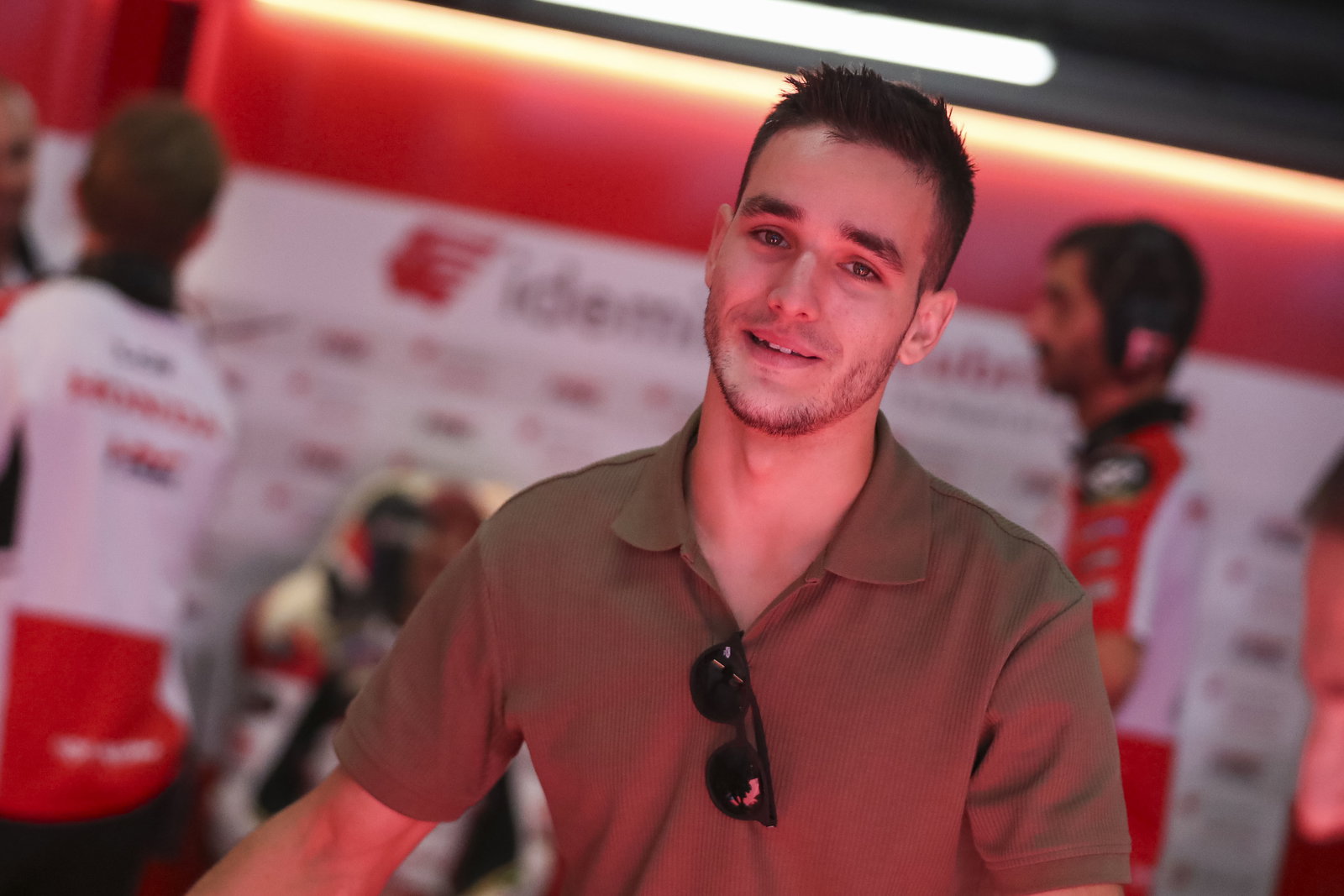 Iker Lecuona, 2025 MotoGP Catalan Grand Prix, LCR Honda pit box. Credit: Gold and Goose.