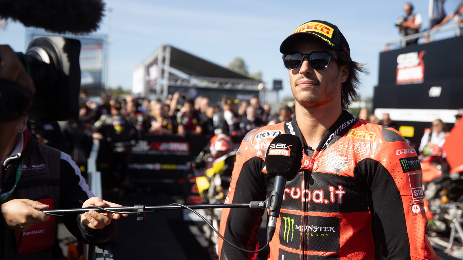Nicolo Bulega, 2025 French WorldSBK, parc ferme. Credit: Gold and Goose.