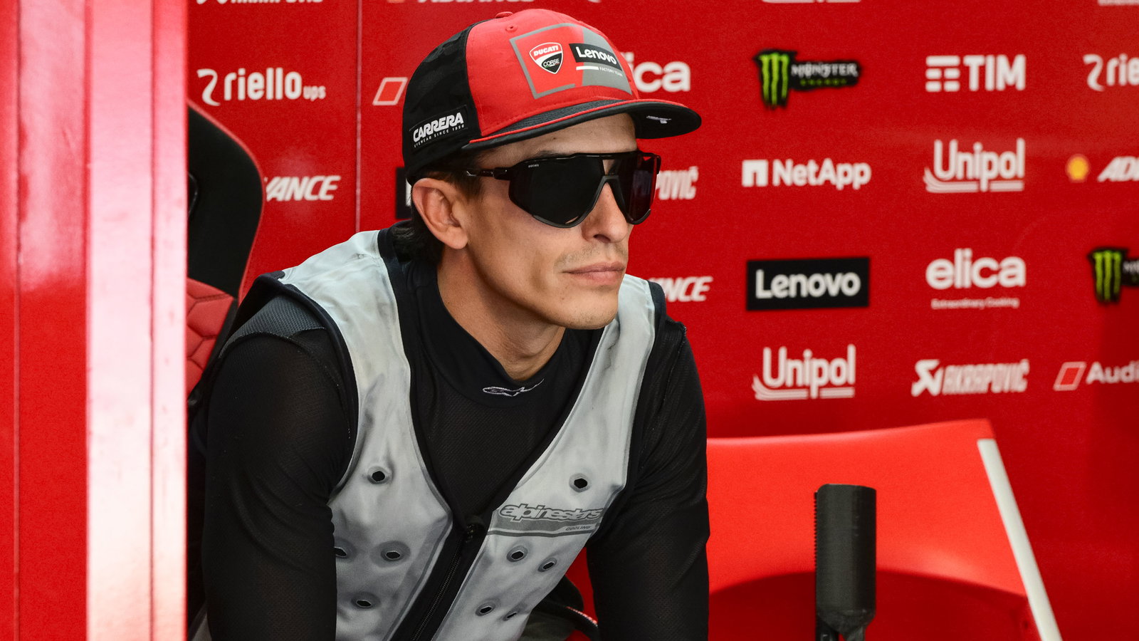 Marc Marquez, 2025 MotoGP Catalan MotoGP, pit box. Credit: Gold and Goose.