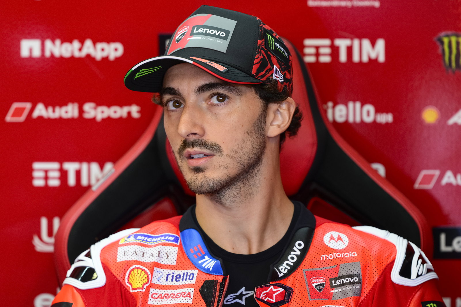 Francesco Bagnaia, 2025 MotoGP San Marino Grand Prix, pit box. Credit: Gold and Goose.