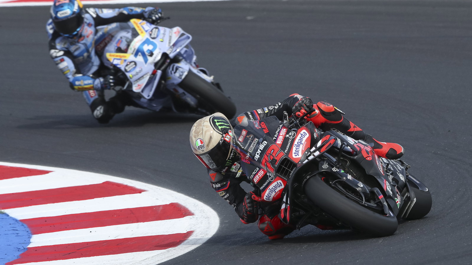 Marco Bezzecchi leads Alex Marquez, 2025 MotoGP San Marino Grand Prix, Sprint. Credit: Gold and Goose.