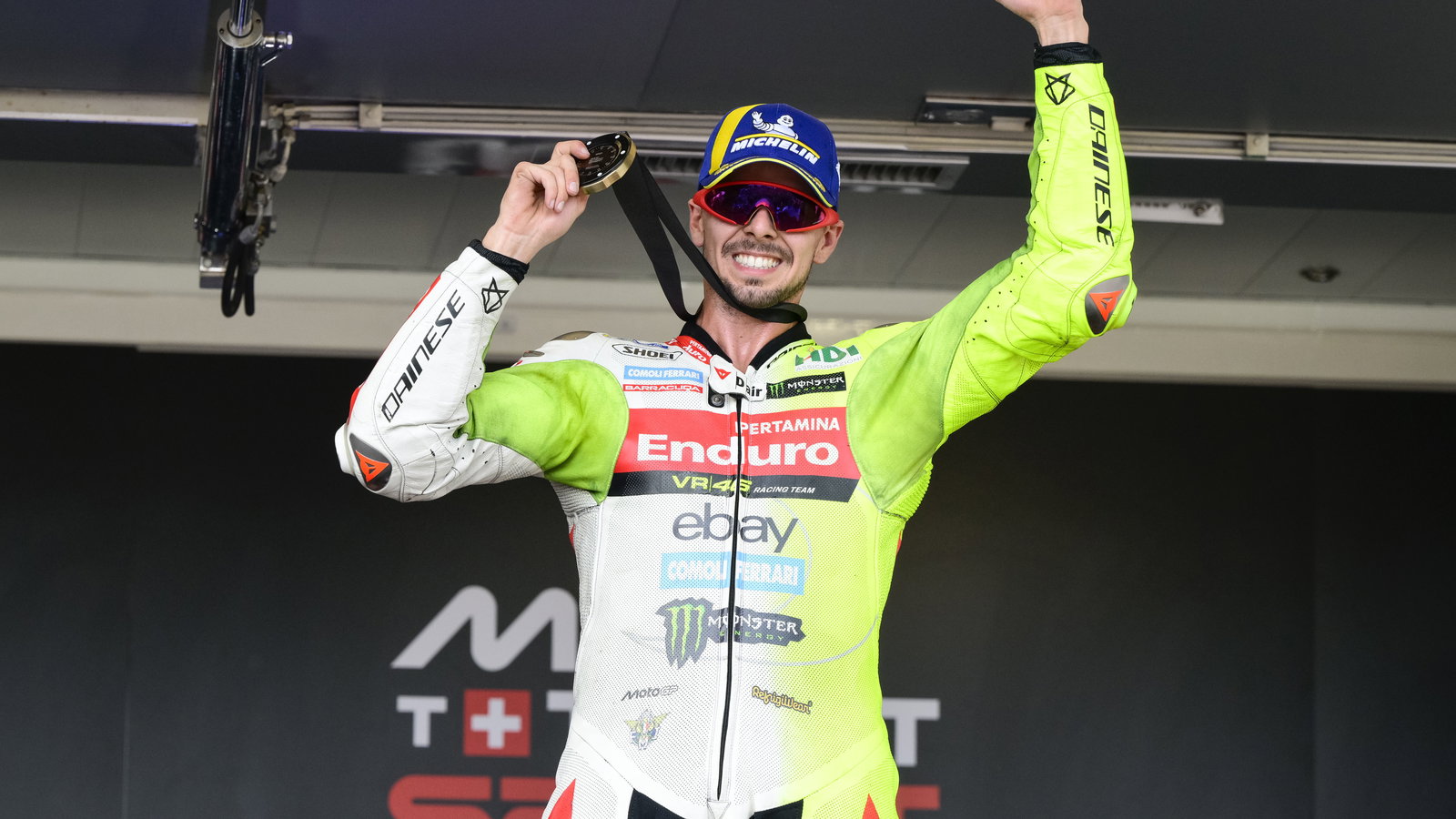 Fabio Di Giannantonio, 2025 San Marino MotoGP, Sprint podium. Credit: Gold and Goose.