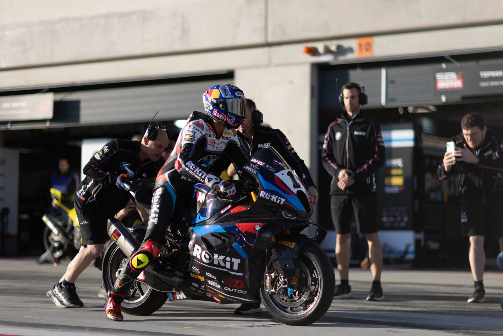 Toprak Razgatlioglu, 2025 Aragon WorldSBK, pit lane. Credit: Gold and Goose.