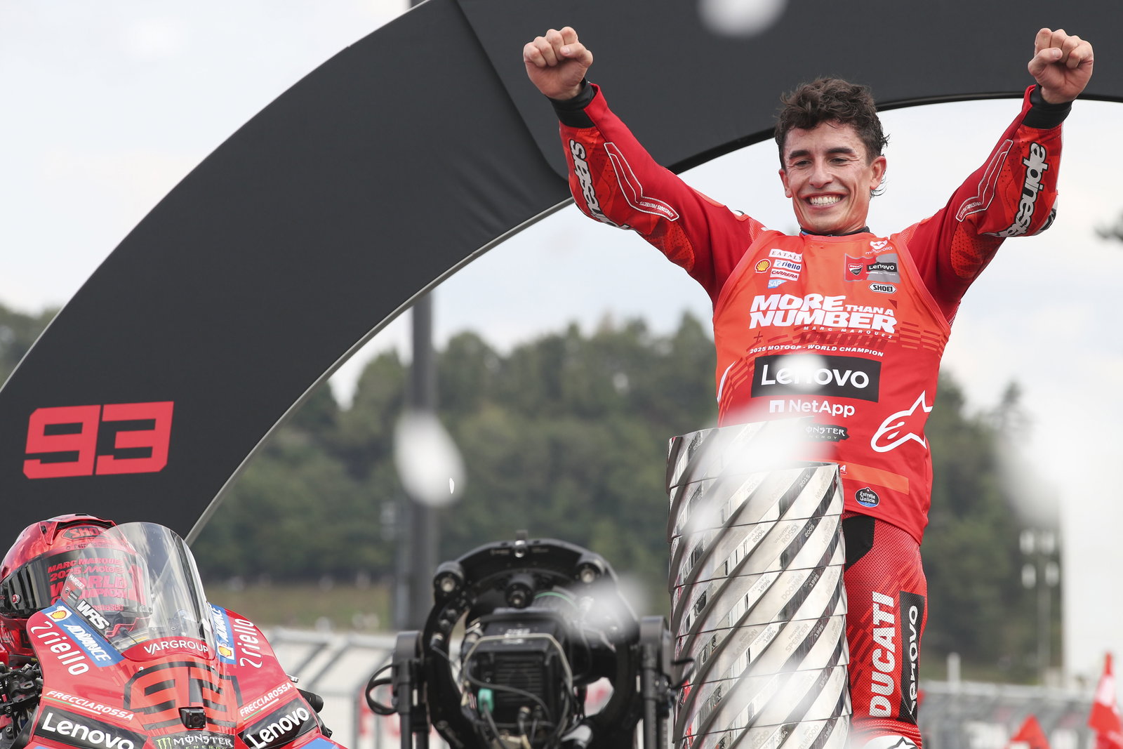 Marc Marquez, 2025 MotoGP Japanese Grand Prix, World Champion's podium. Credit: Gold and Goose