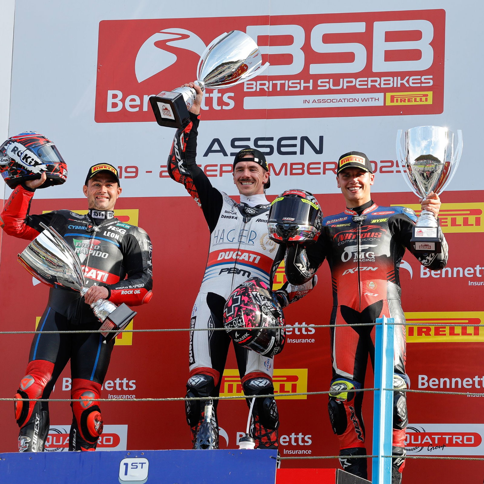 Scott Redding, BSB, 2025, Assen, podium with Kyle Ryde, Leon Haslam