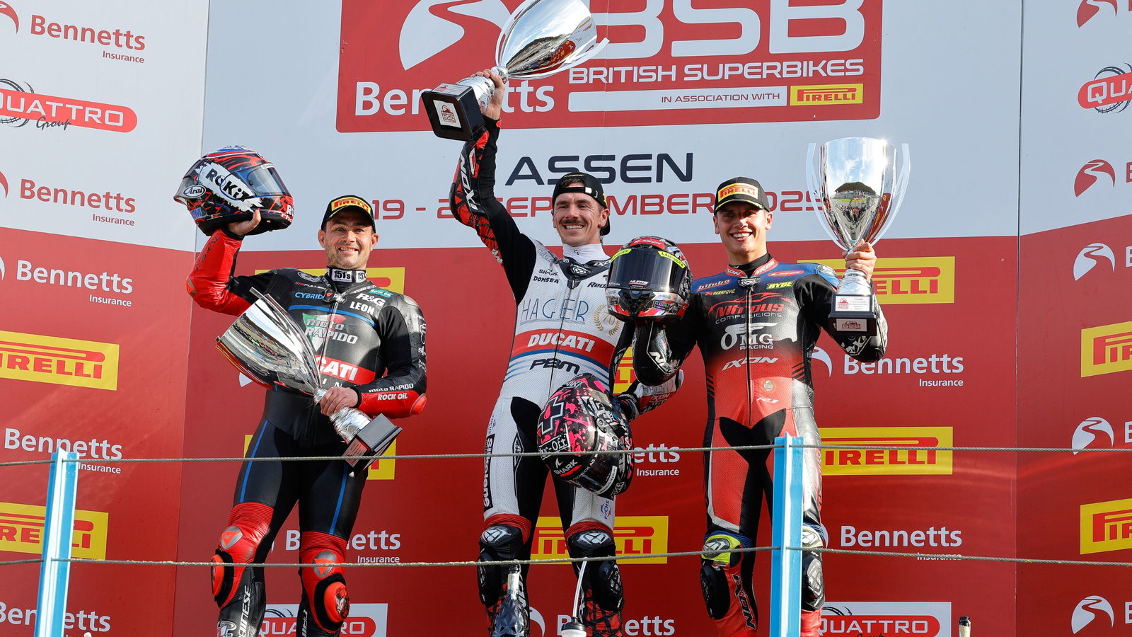 Scott Redding, BSB, 2025, Assen, podium with Kyle Ryde, Leon Haslam
