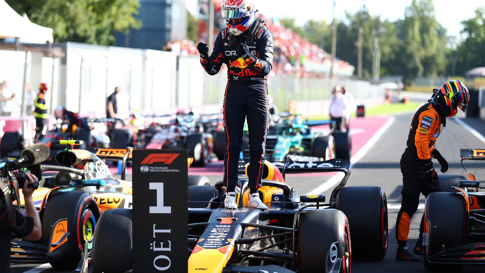 Verstappen celebrates his history-making F1 pole