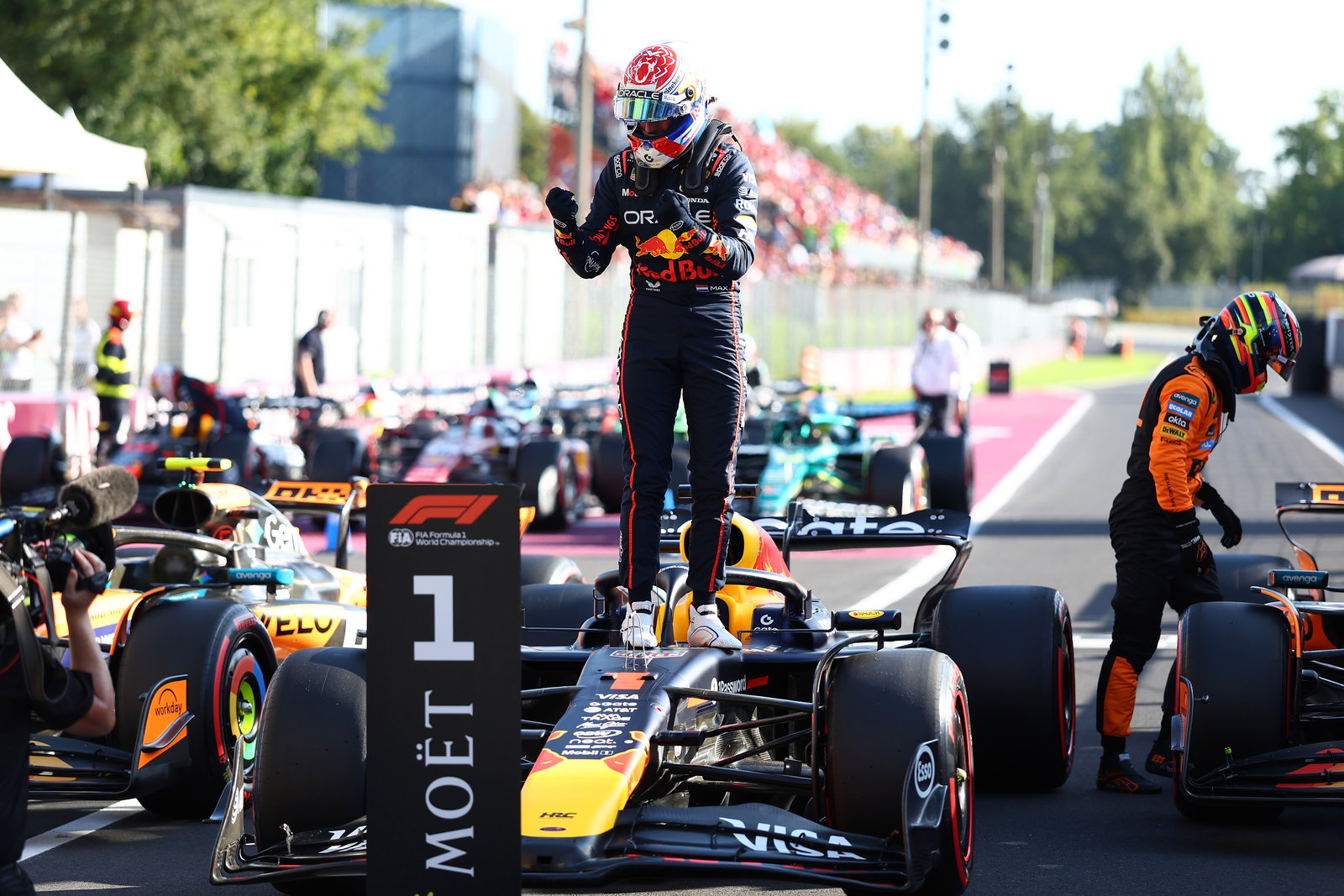Verstappen celebrates his history-making F1 pole