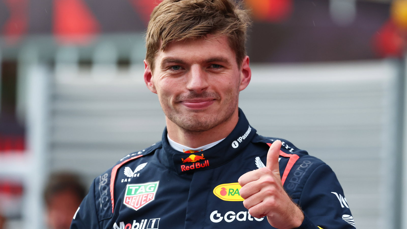 Max Verstappen celebrates pole