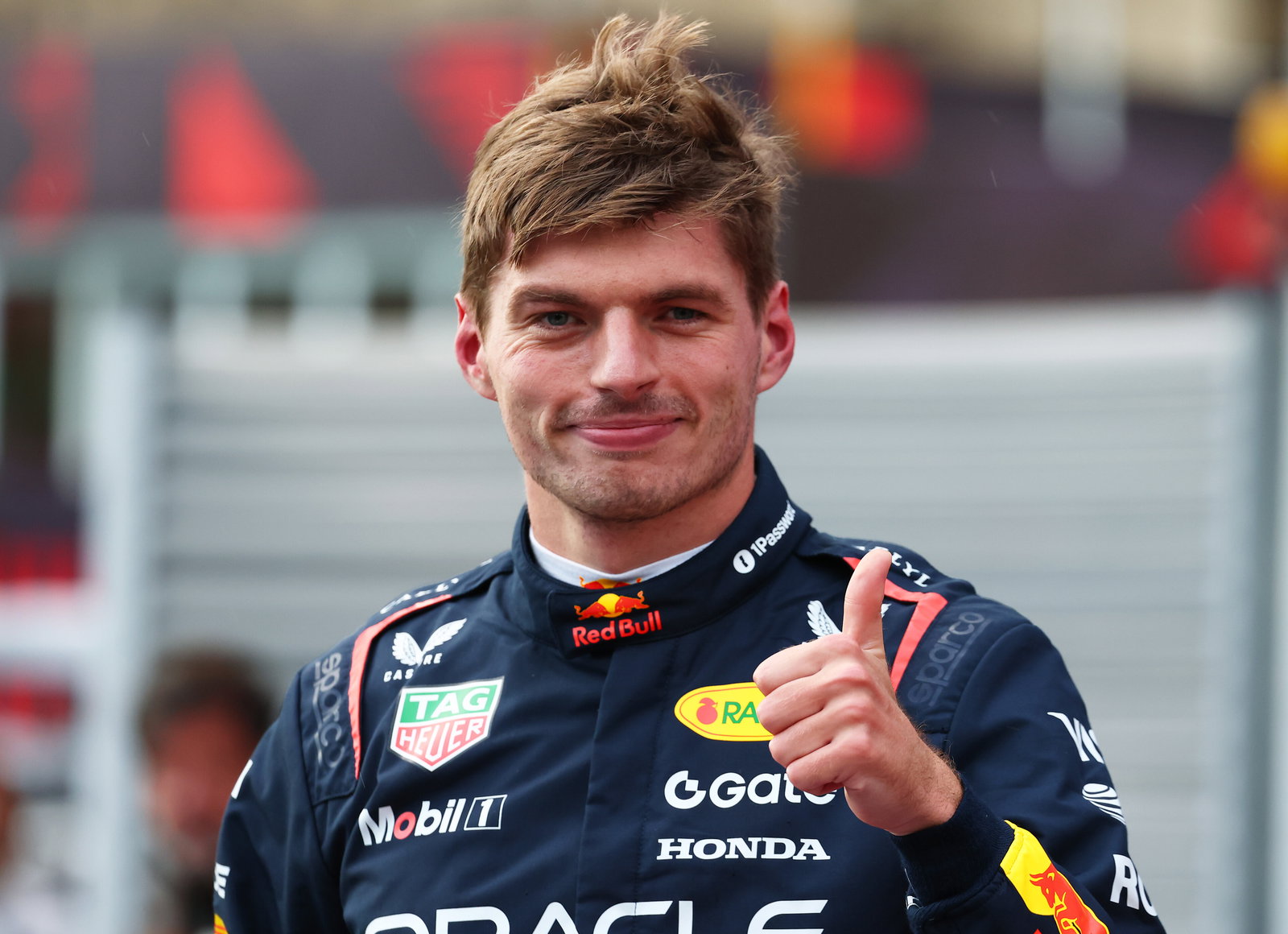 Max Verstappen celebrates pole