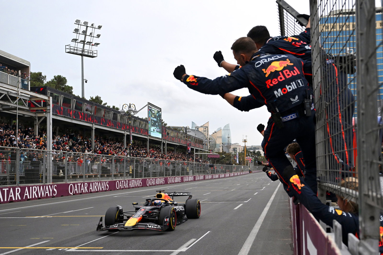 Verstappen crosses the line to win 