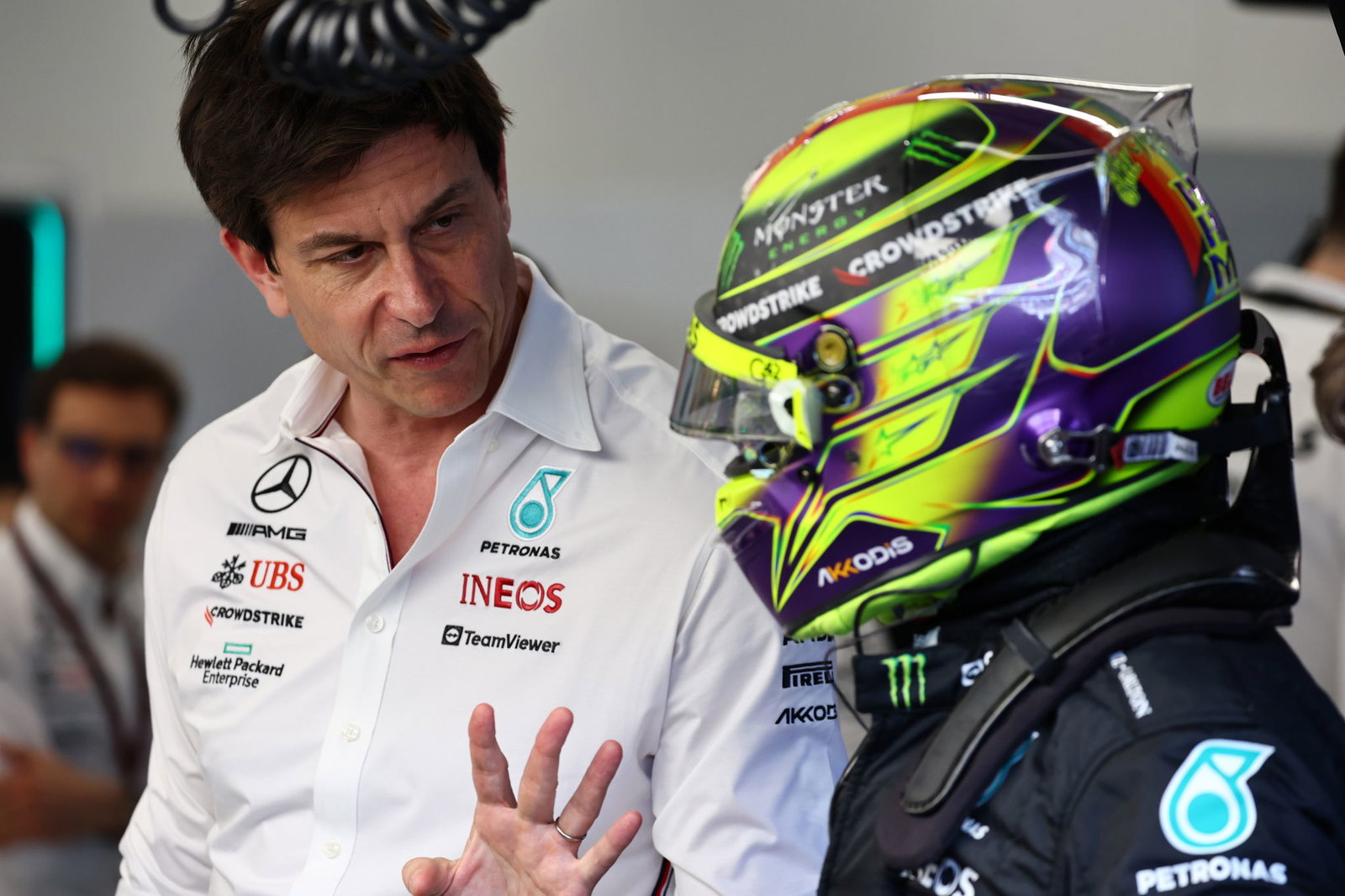 Toto Wolff and Lewis Hamilton