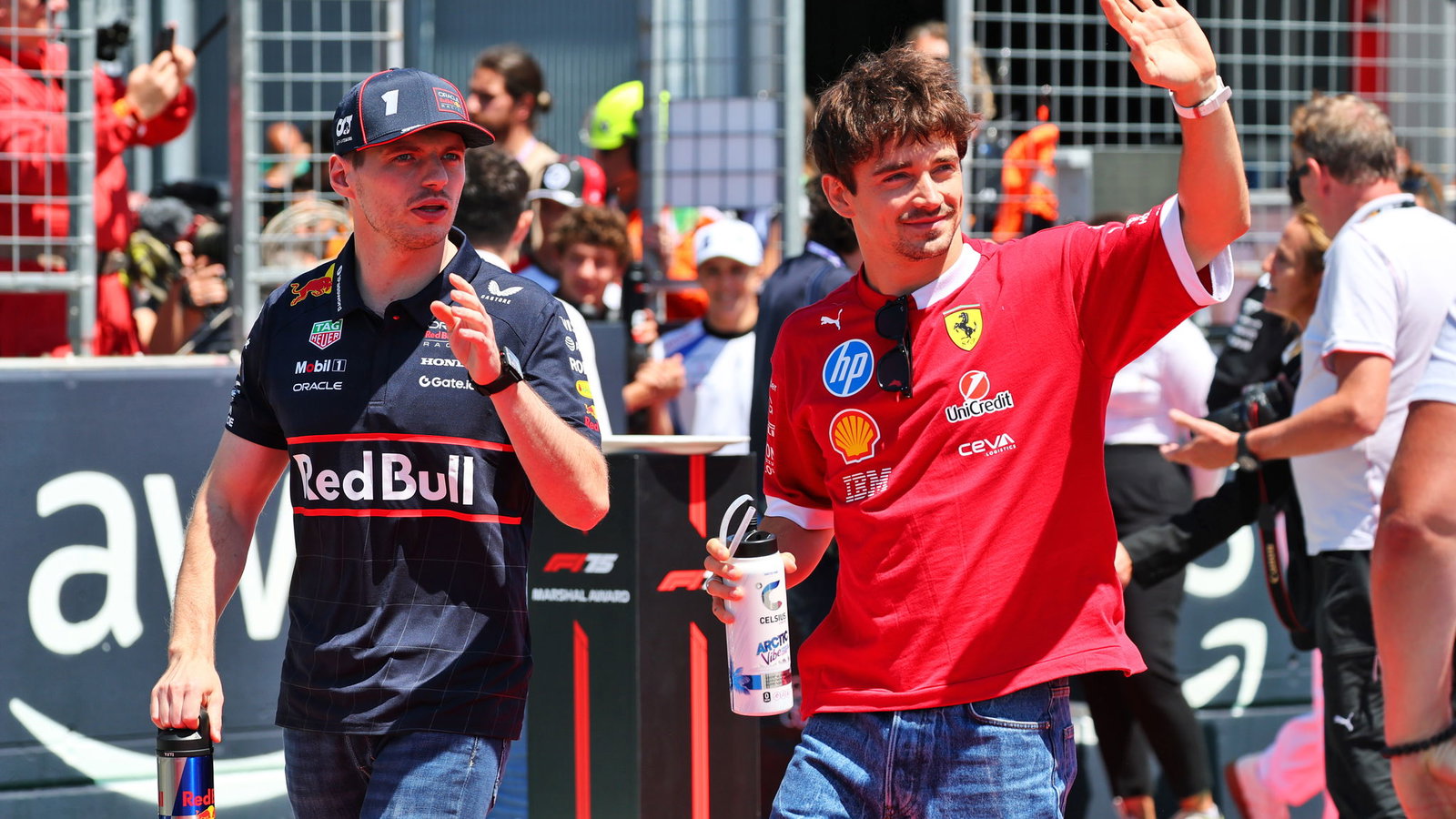 Max Verstappen and Charles Leclerc